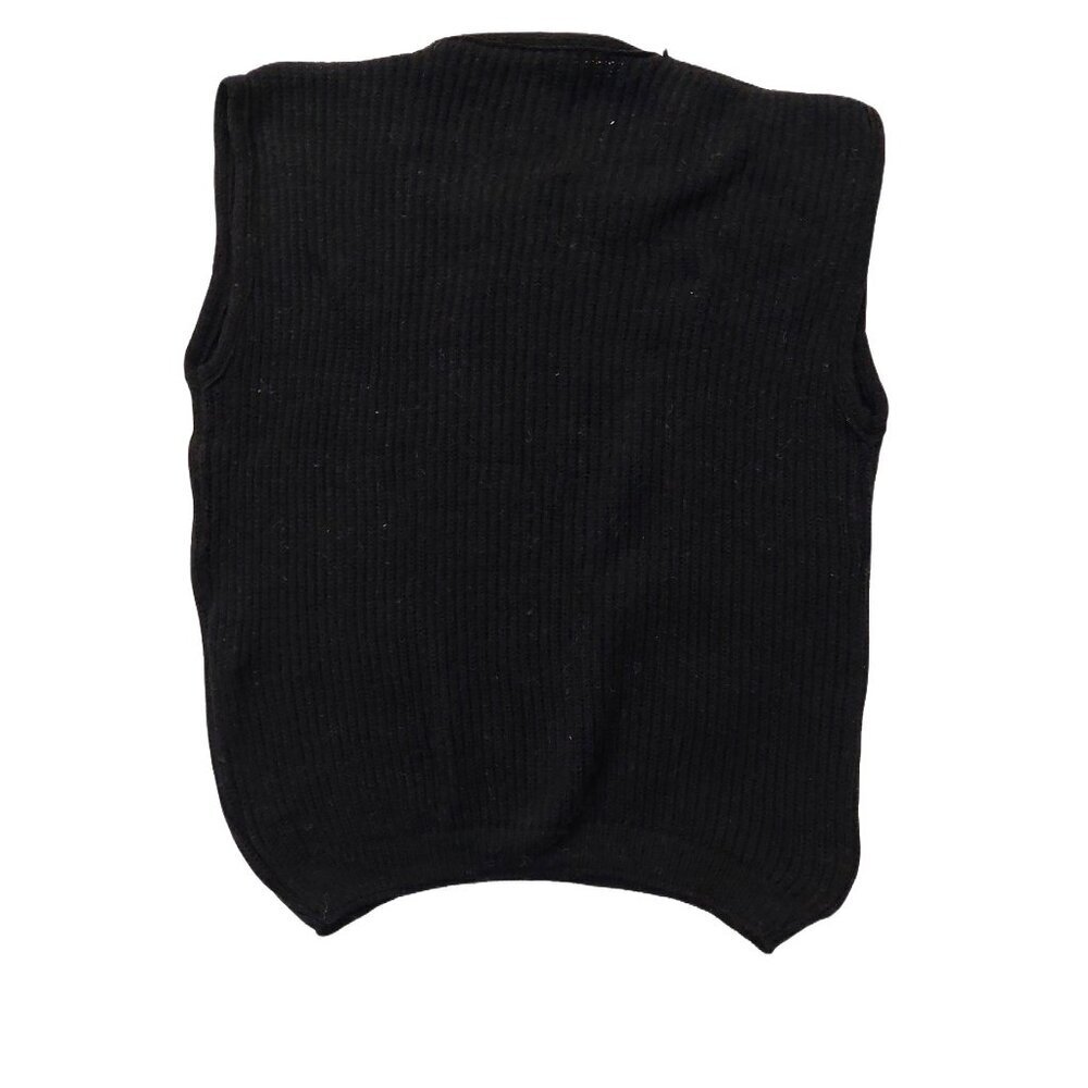 Retro Vintage 1940s-1960s Black Crewneck Sleeveless Knit Sweater Vest Top - Picture 5 of 7